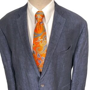 Jos A Bank 1905 Blazer Men 46R Navy Blue Classic Tailored Linen Summer Jacket